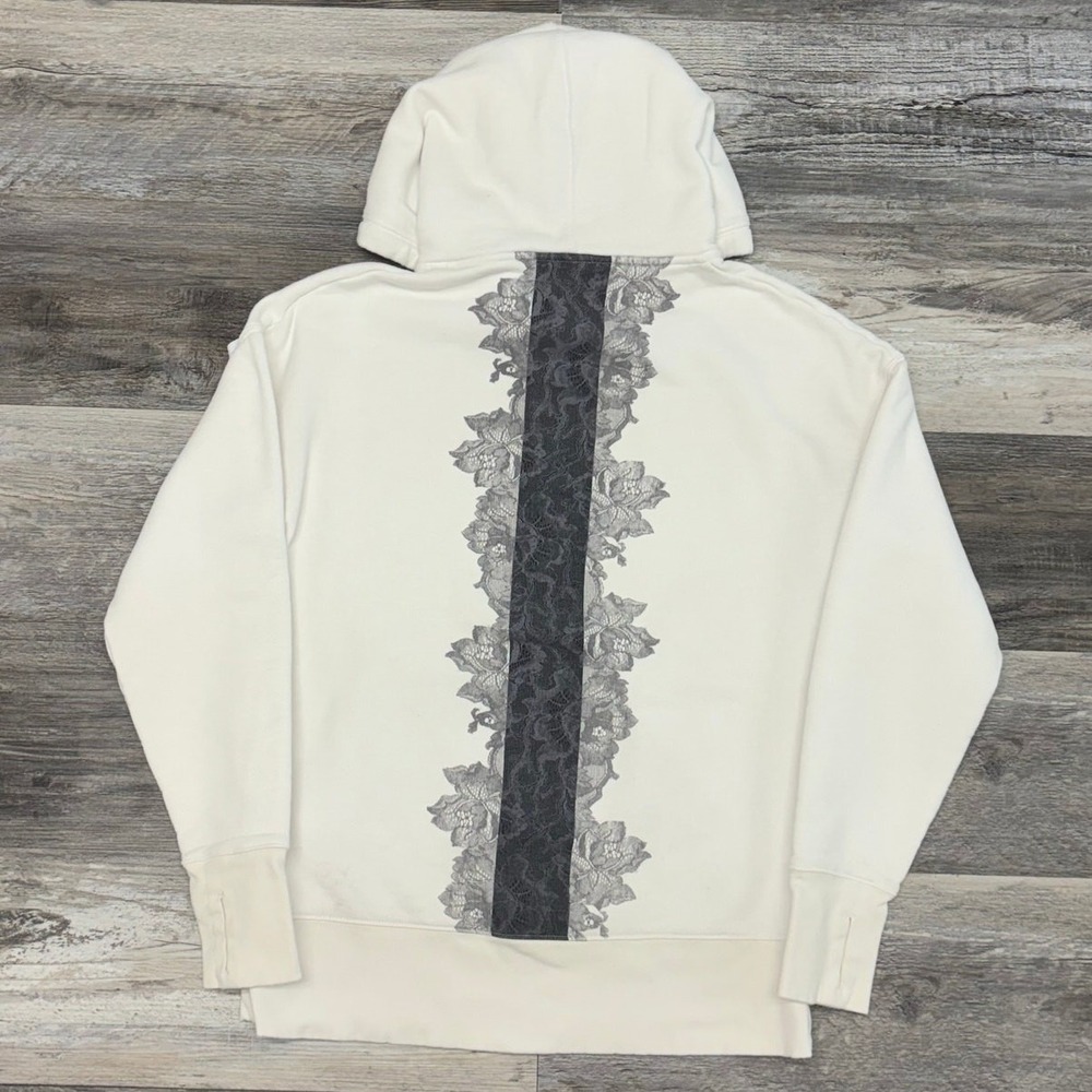 Athleta‎ Rose Lace Tunic White Womens S Thumbholes Activewear Sweatshirt Hoodie